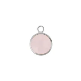 10mm Round Pink Faceted Glass Charm with Silver Plating