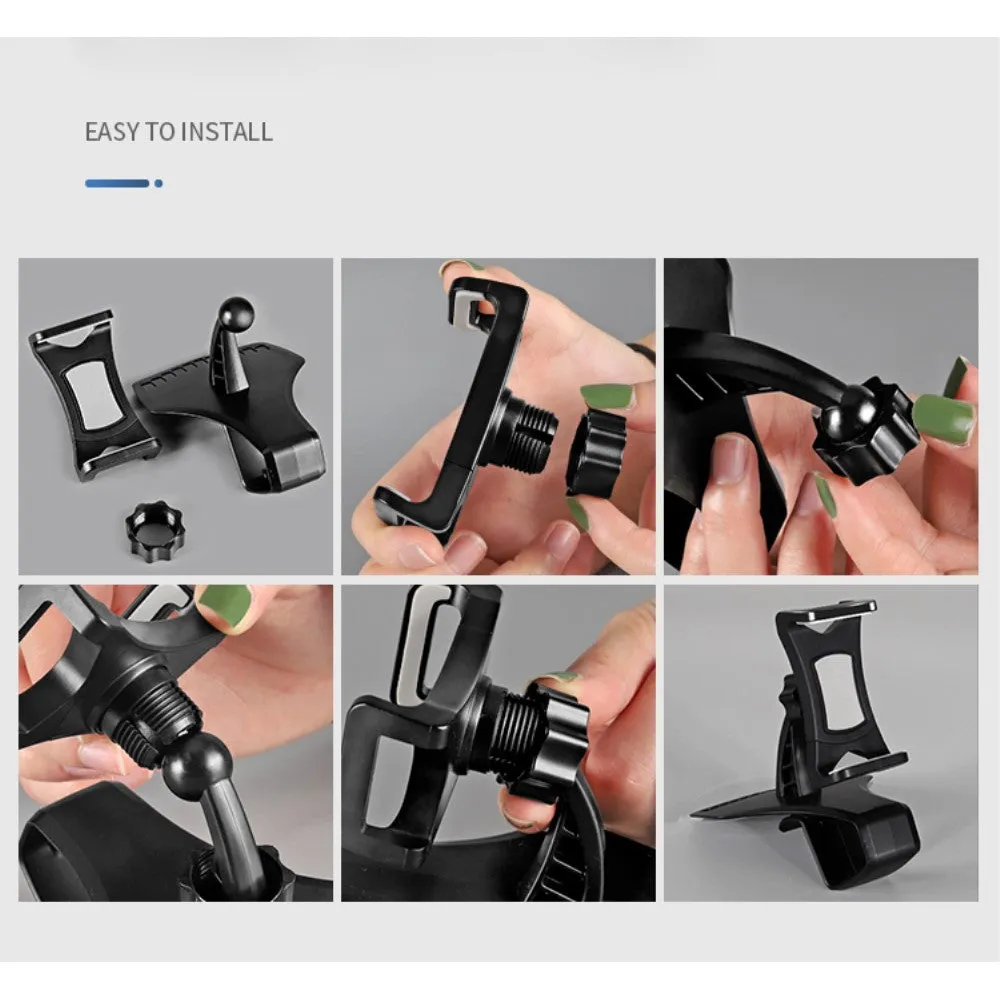 3 in 1 Car GPS Smartphone Holder: Dashboard / Visor Clamp   AC Grid Clip for Wiko Cink Slim 2 - Black