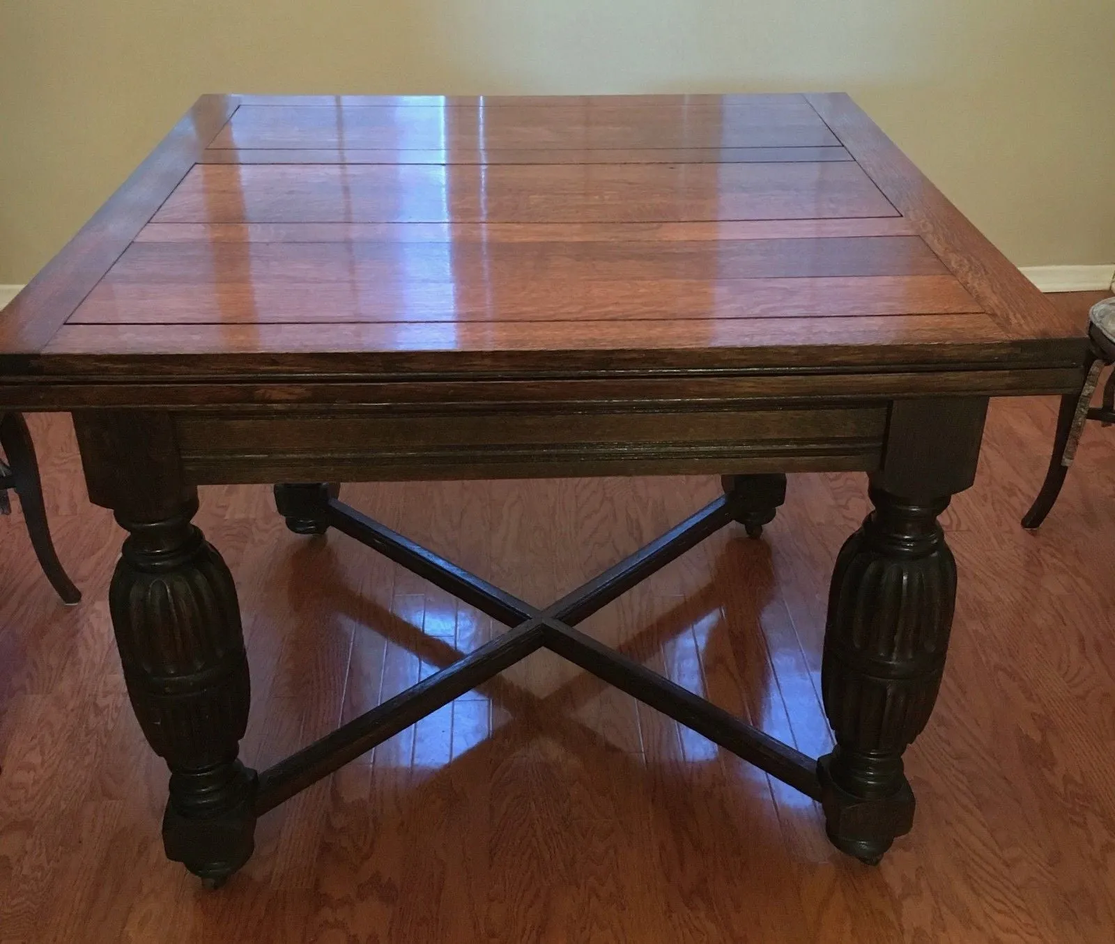 Antique Scottish Oak Expandable Dining Table