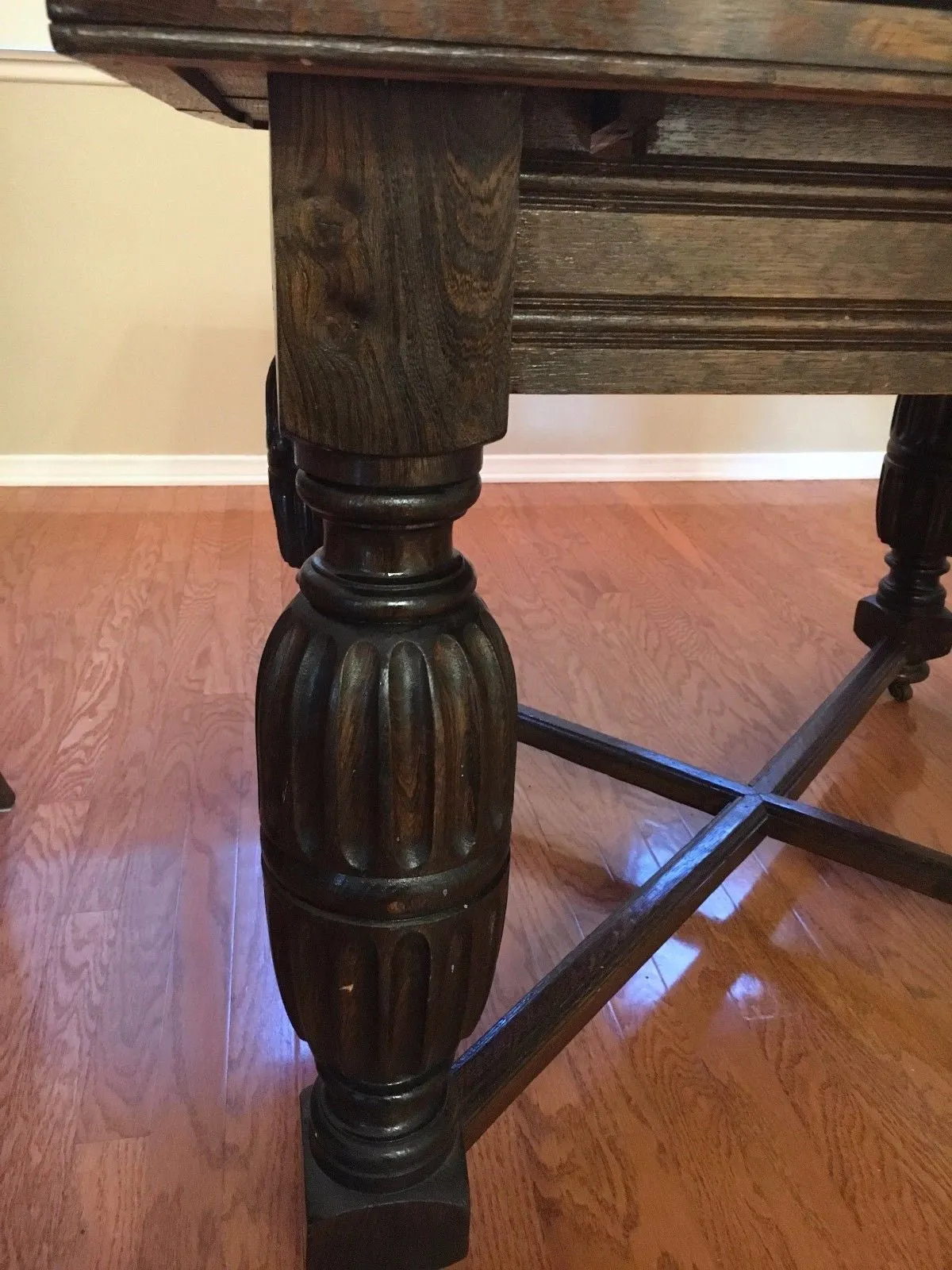 Antique Scottish Oak Expandable Dining Table