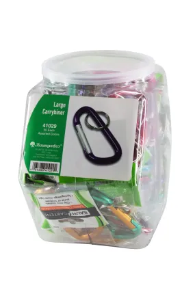 Baumgartens Caribiner Keychains Large Size Hexagonal Tub Display of 50 ASSORTED Colors (41029)