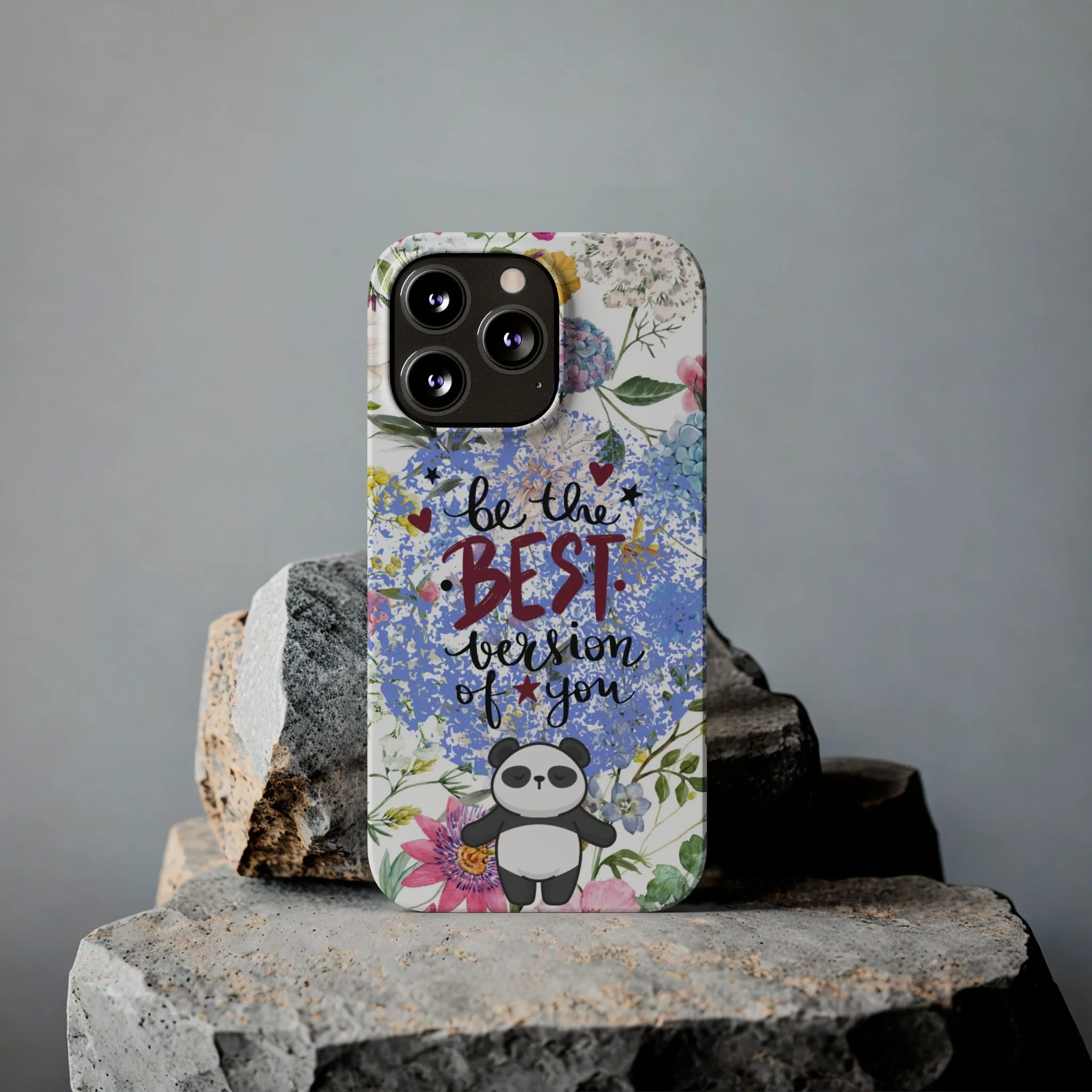 Be The Best Version of You Panda Floral iPhone Slim Phone Case