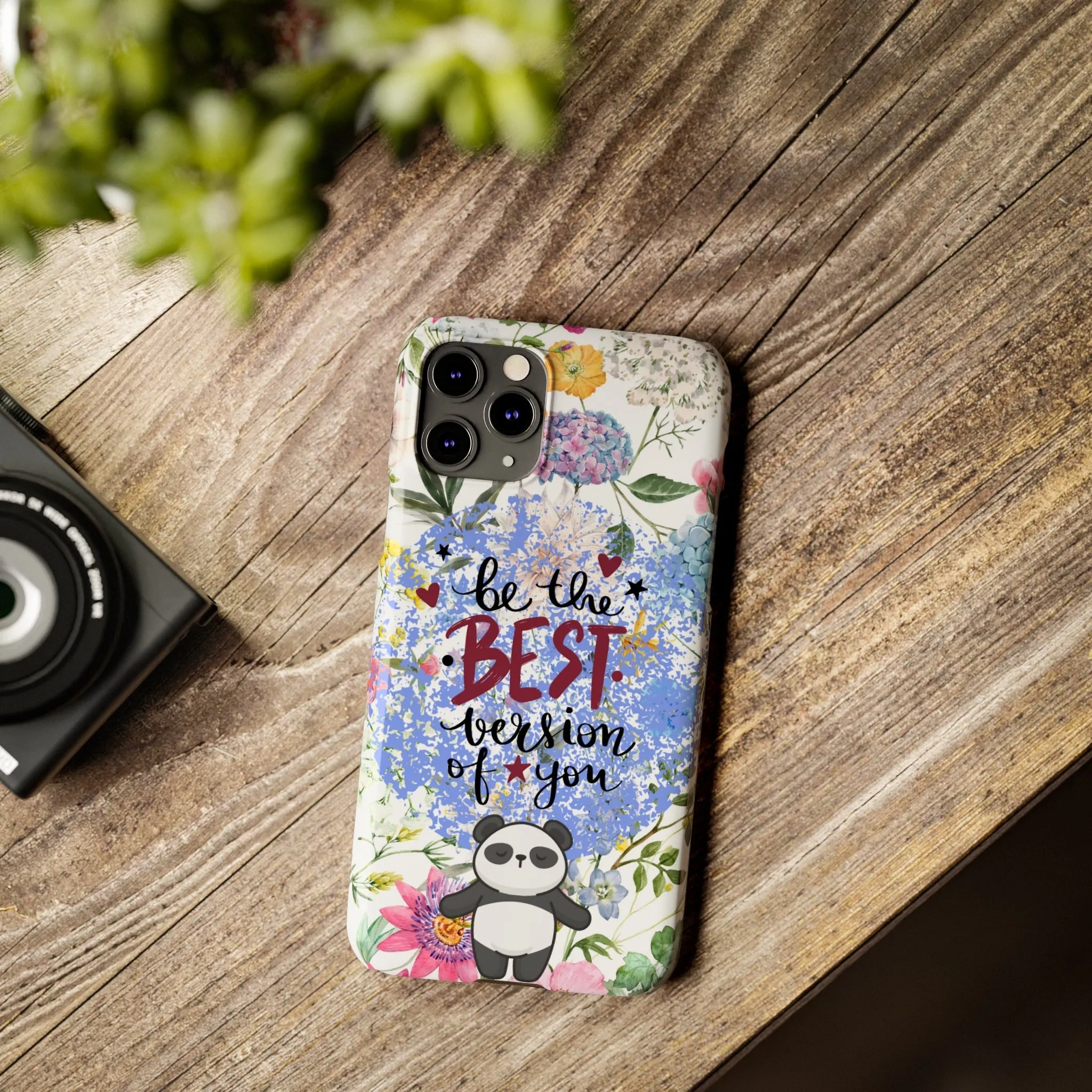 Be The Best Version of You Panda Floral iPhone Slim Phone Case