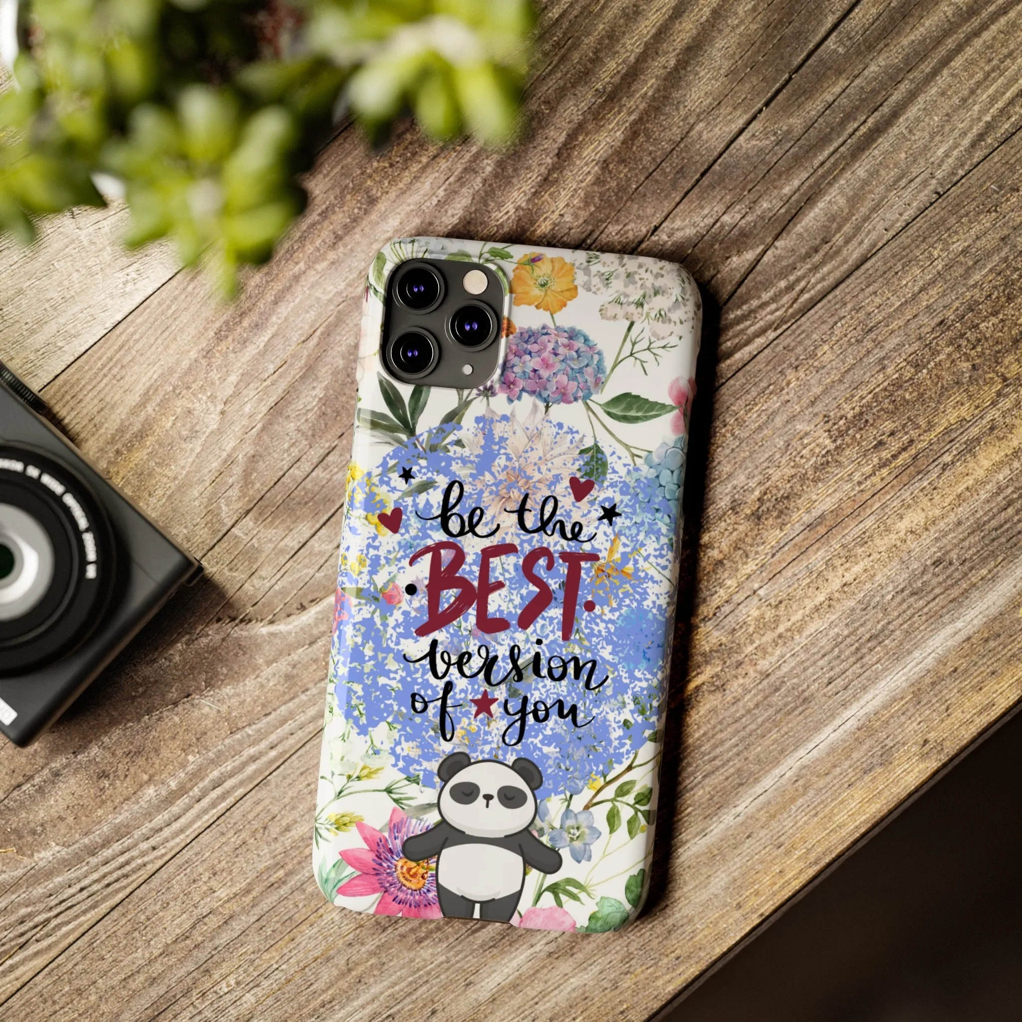 Be The Best Version of You Panda Floral iPhone Slim Phone Case