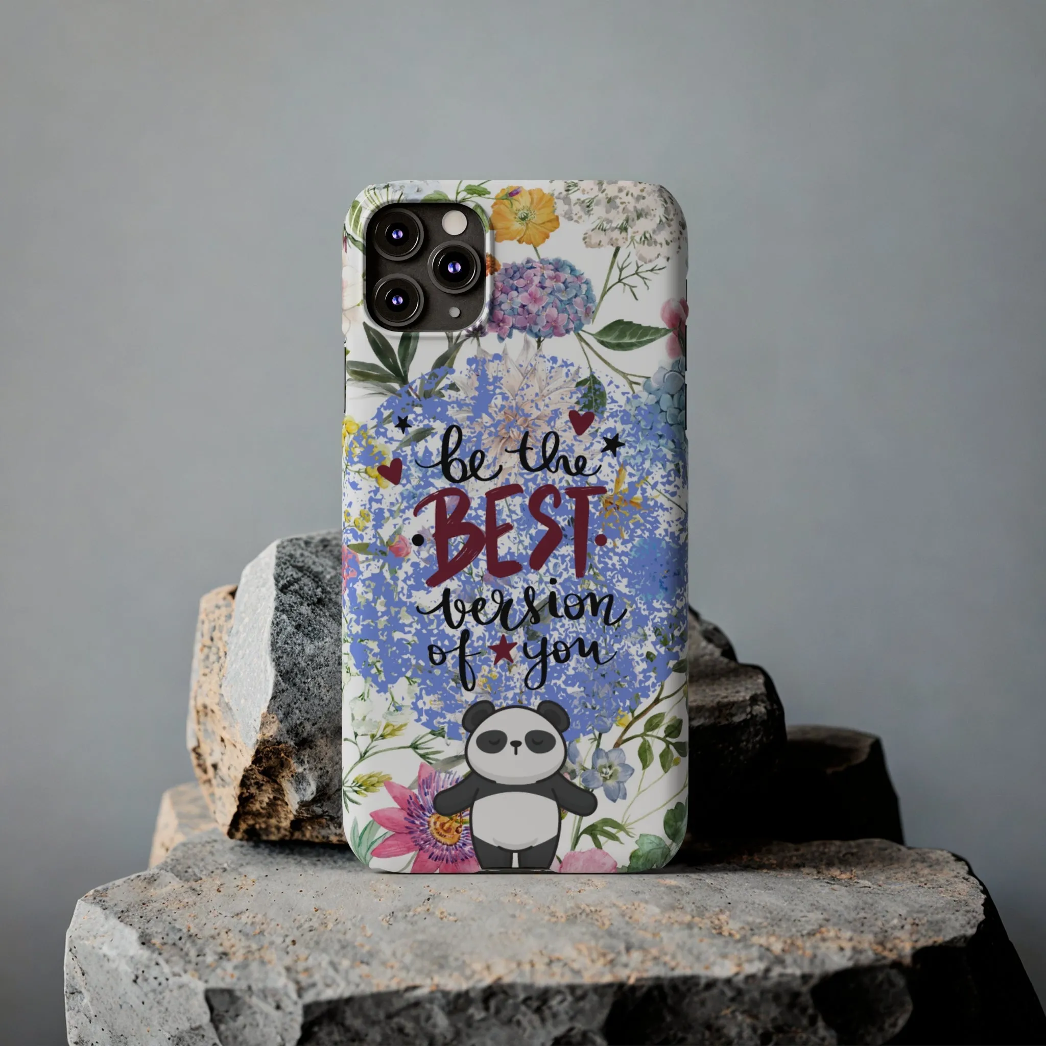 Be The Best Version of You Panda Floral iPhone Slim Phone Case