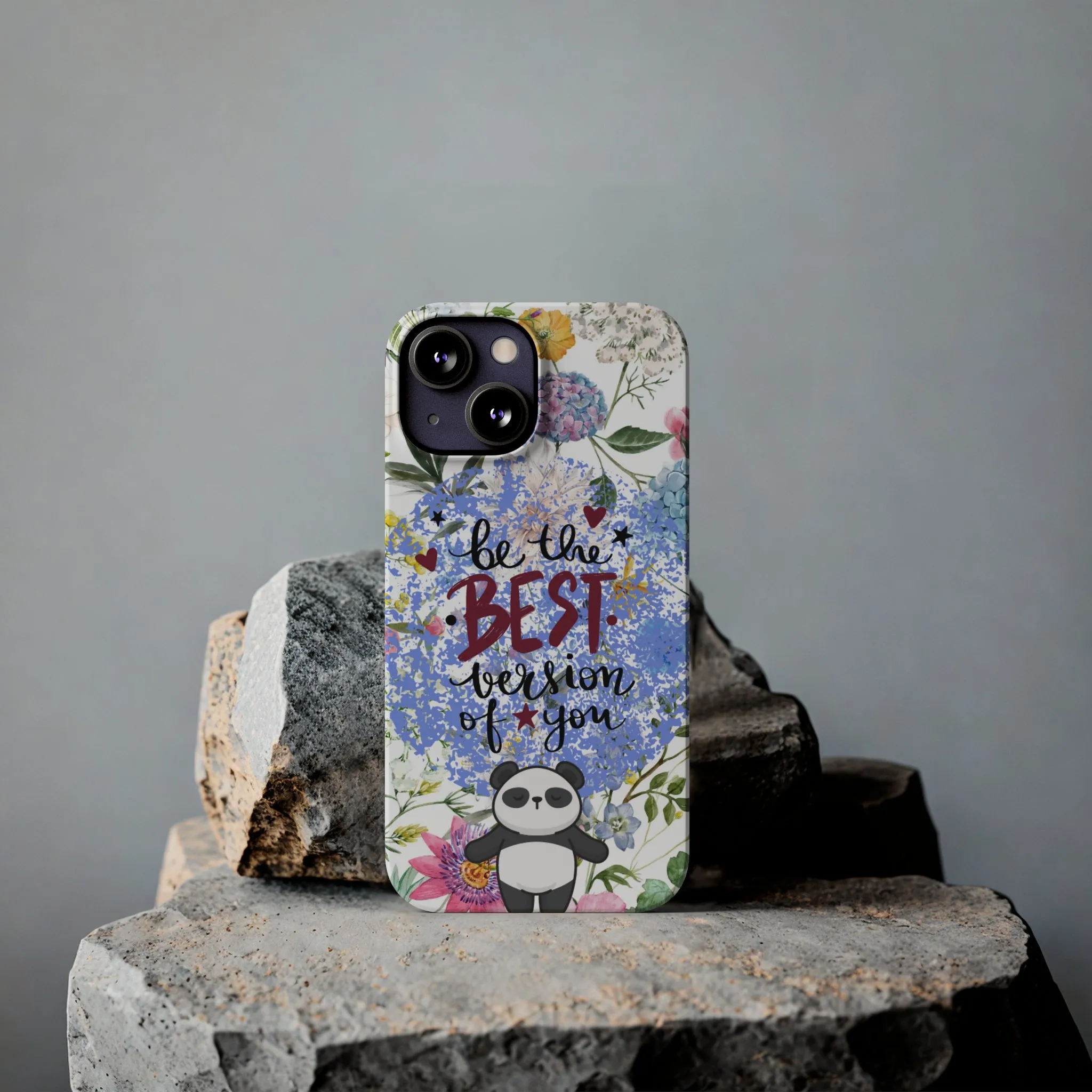 Be The Best Version of You Panda Floral iPhone Slim Phone Case
