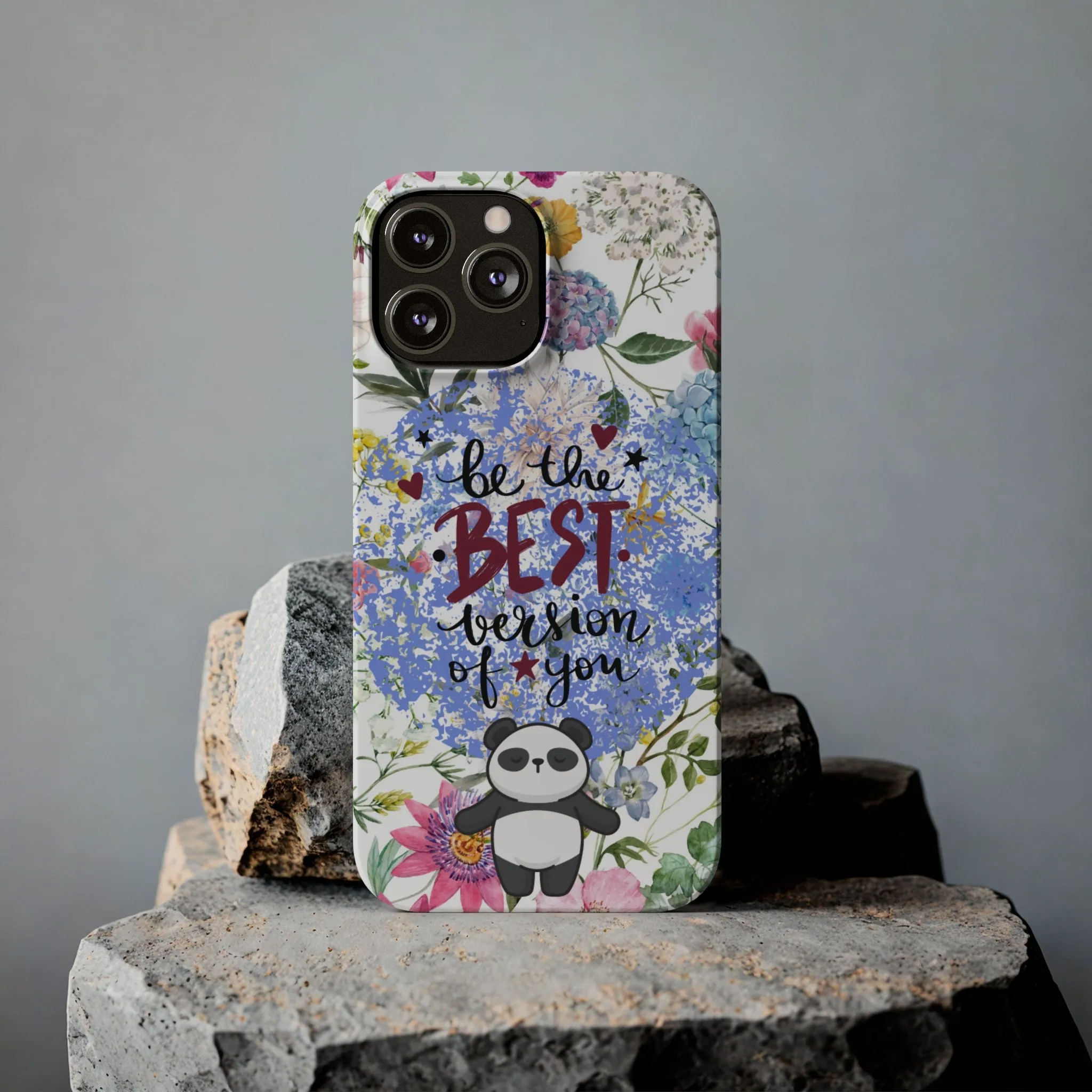 Be The Best Version of You Panda Floral iPhone Slim Phone Case