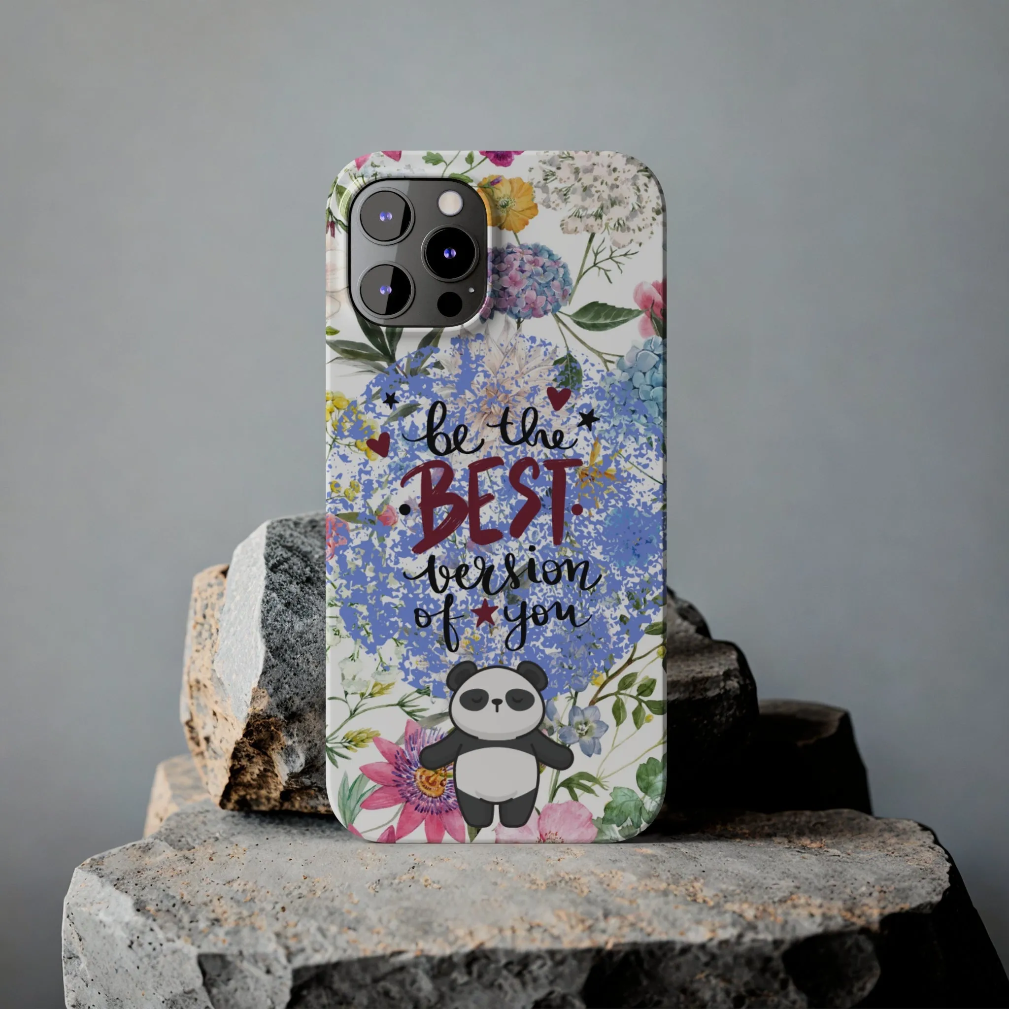 Be The Best Version of You Panda Floral iPhone Slim Phone Case