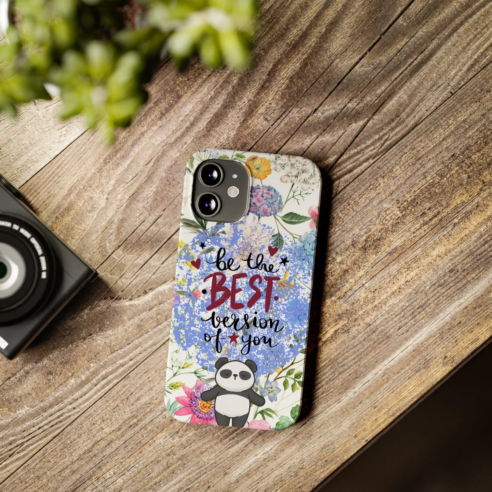 Be The Best Version of You Panda Floral iPhone Slim Phone Case