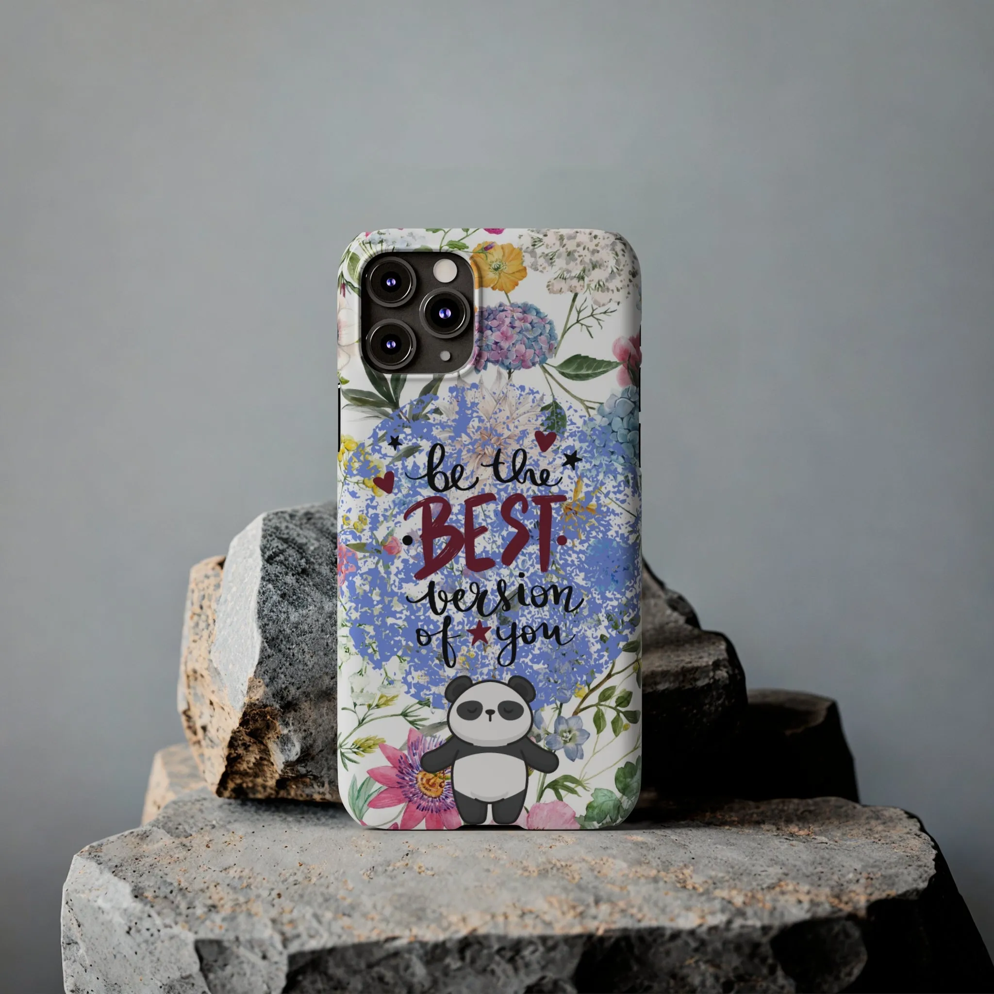 Be The Best Version of You Panda Floral iPhone Slim Phone Case