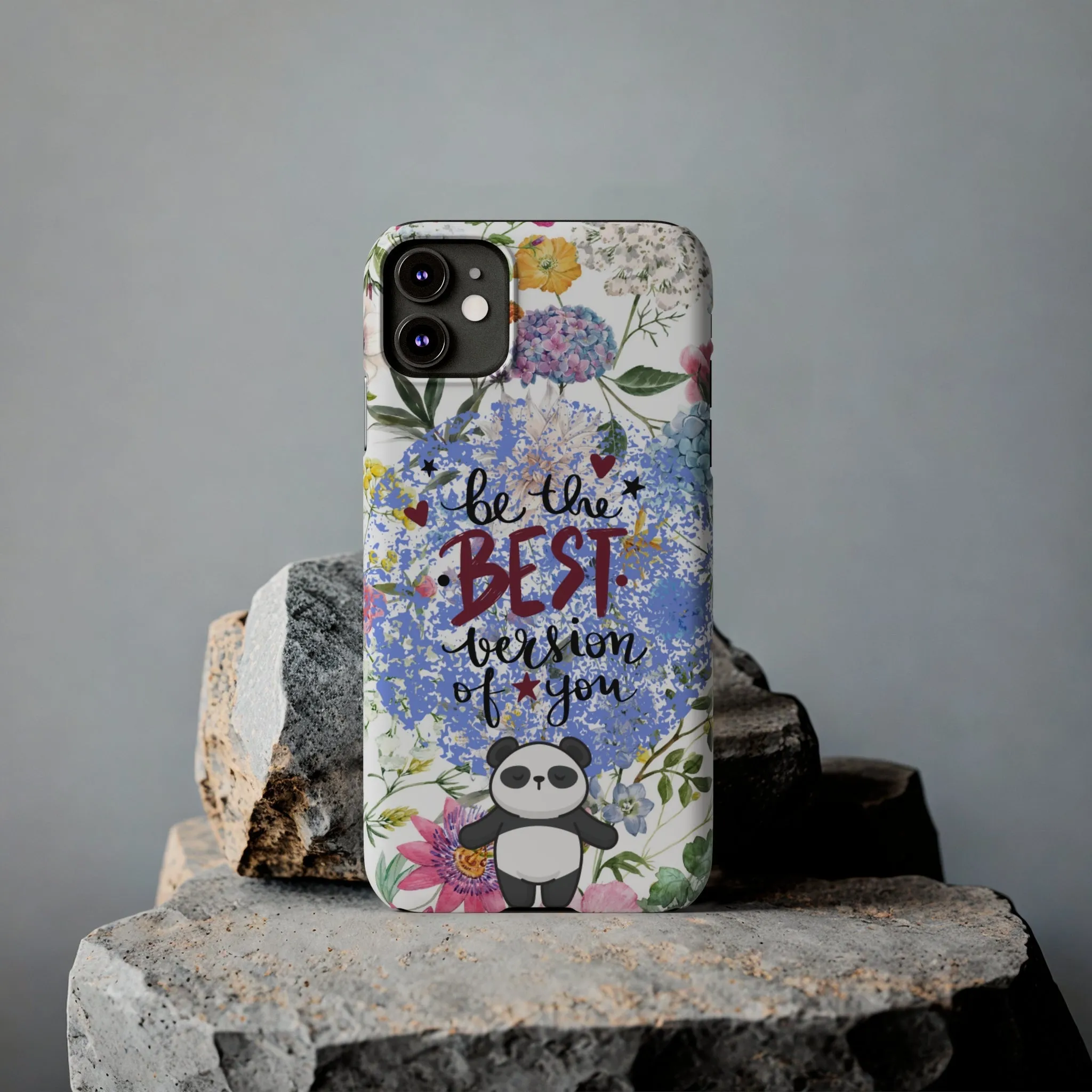 Be The Best Version of You Panda Floral iPhone Slim Phone Case