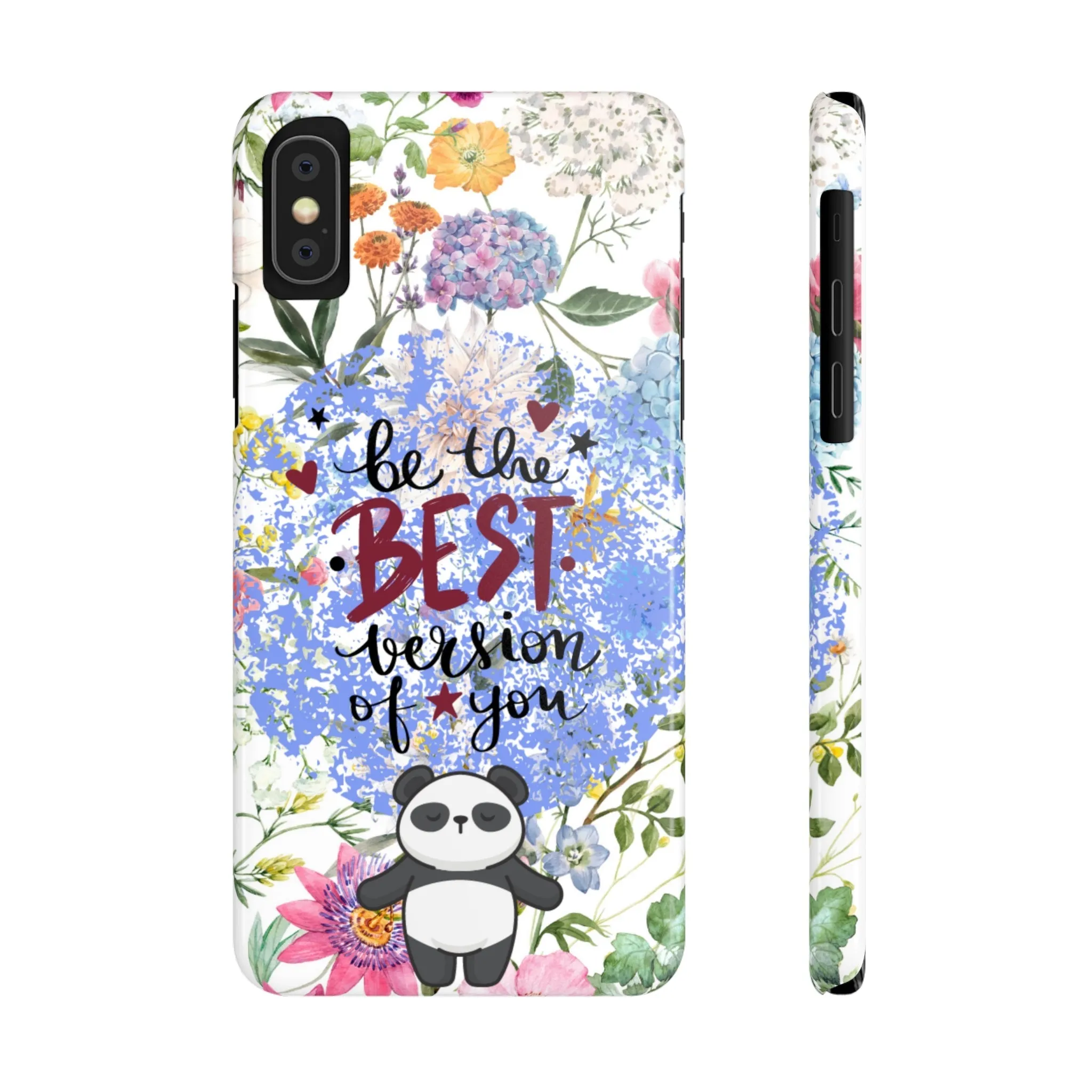 Be The Best Version of You Panda Floral iPhone Slim Phone Case