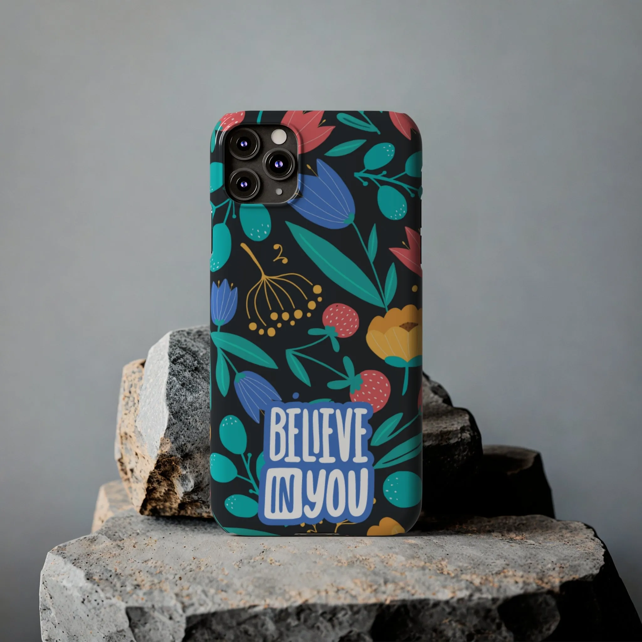 Believe In You Trendy Floral iPhone Slim Phone Case