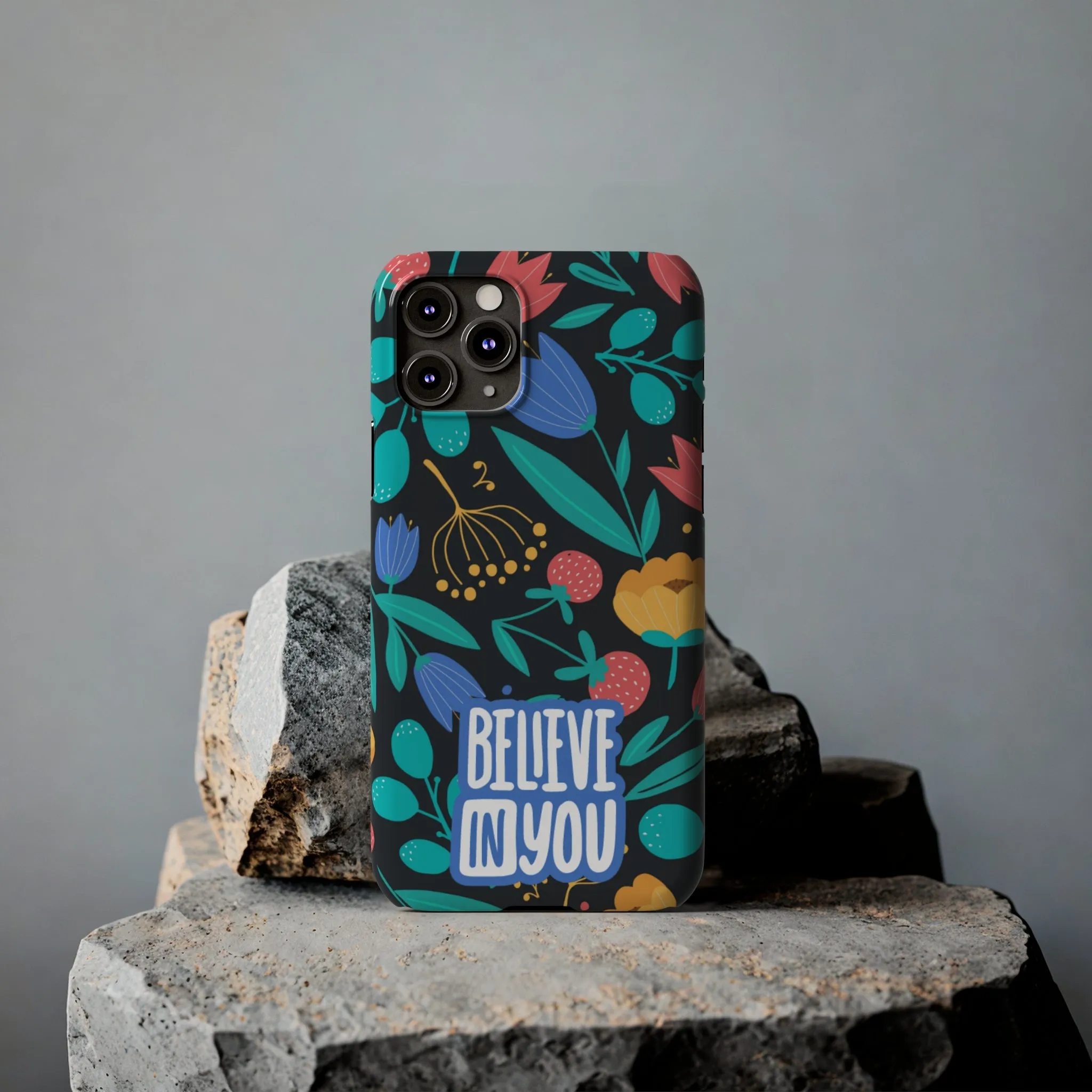 Believe In You Trendy Floral iPhone Slim Phone Case