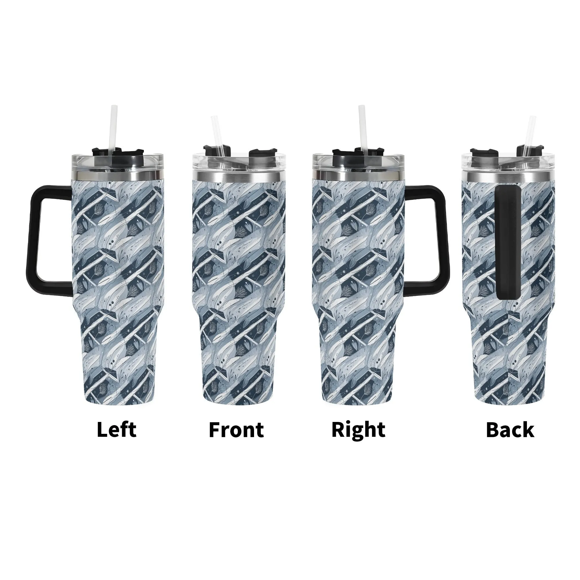 Blue Wind 40oz Stainless Steel Tumbler Gift With Black Handle and Straw