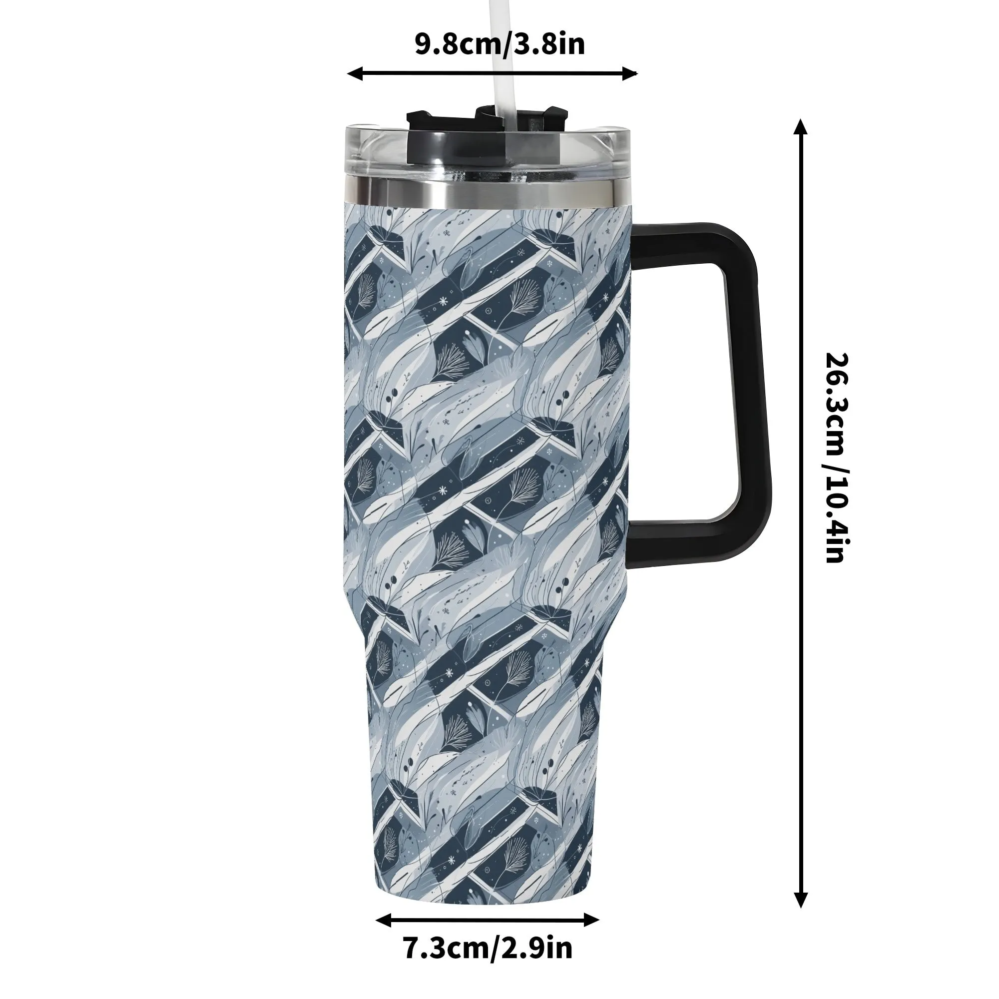 Blue Wind 40oz Stainless Steel Tumbler Gift With Black Handle and Straw