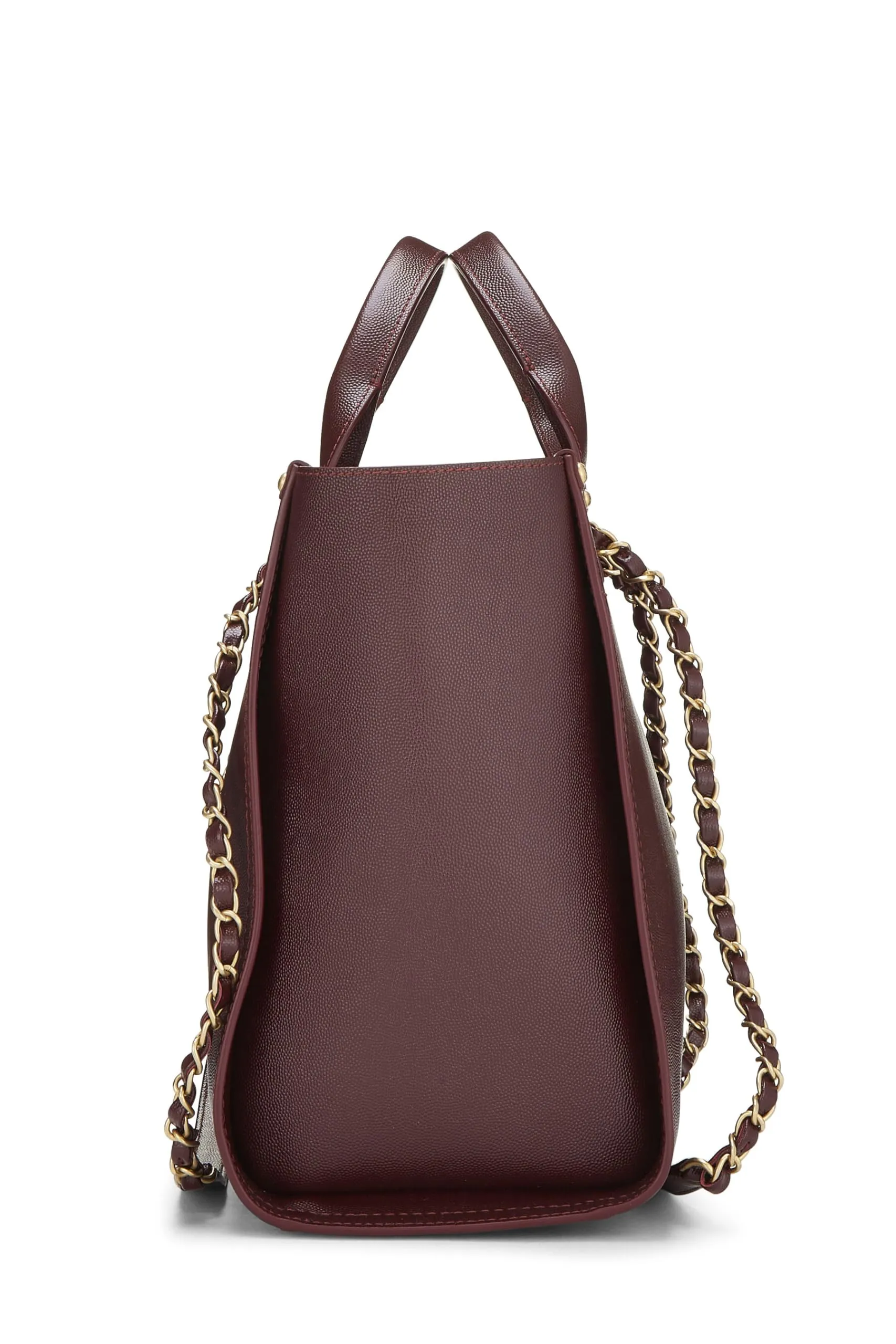Chanel,  Burgundy Caviar Studded Deauville Shopper Small, Burgundy