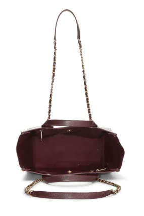 Chanel,  Burgundy Caviar Studded Deauville Shopper Small, Burgundy