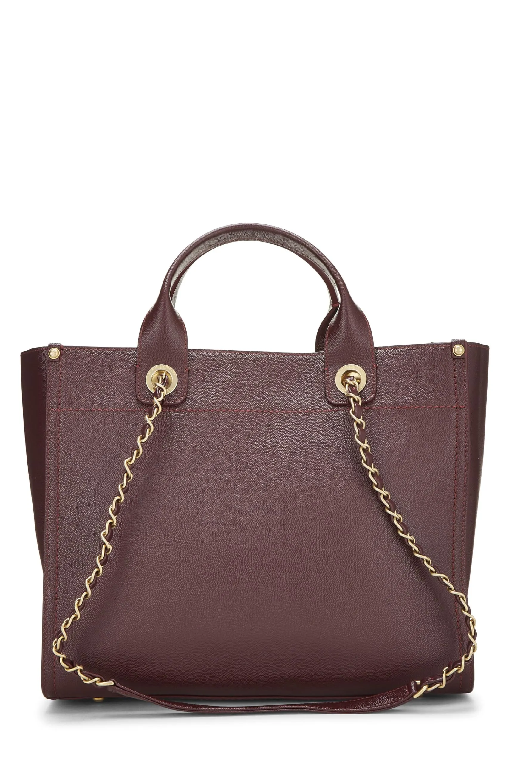 Chanel,  Burgundy Caviar Studded Deauville Shopper Small, Burgundy