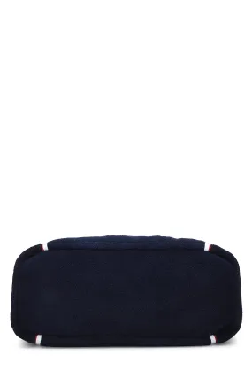 Chanel,  Navy Terry Cloth & Silver Nylon Reversible Airlines Tote Large, Silver
