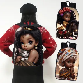Cute Afro Backpack African Melanin Women Laptop Bag