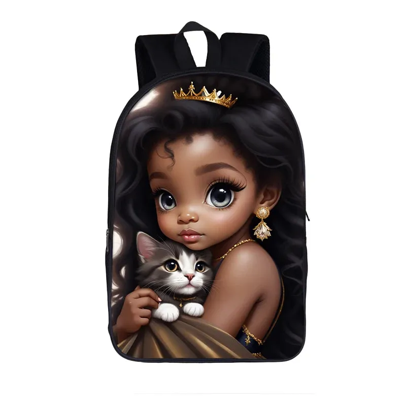 Cute Afro Backpack African Melanin Women Laptop Bag