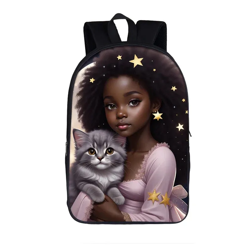 Cute Afro Backpack African Melanin Women Laptop Bag