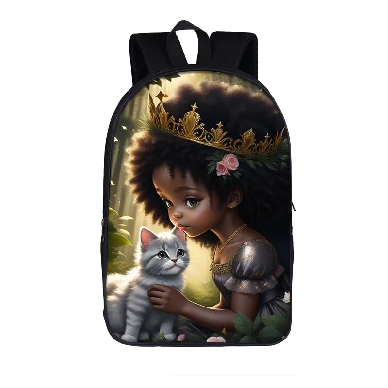 Cute Afro Backpack African Melanin Women Laptop Bag