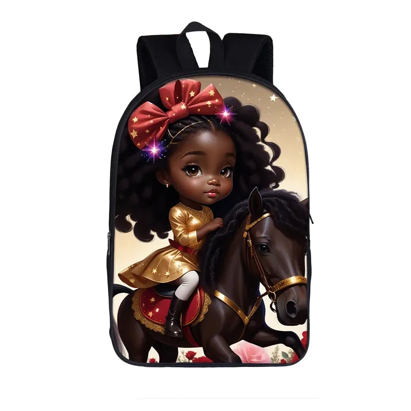 Cute Afro Backpack African Melanin Women Laptop Bag