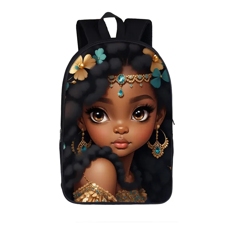 Cute Afro Backpack African Melanin Women Laptop Bag