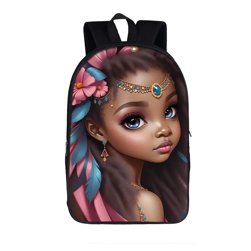 Cute Afro Backpack African Melanin Women Laptop Bag