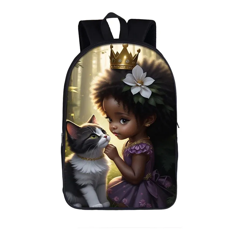 Cute Afro Backpack African Melanin Women Laptop Bag