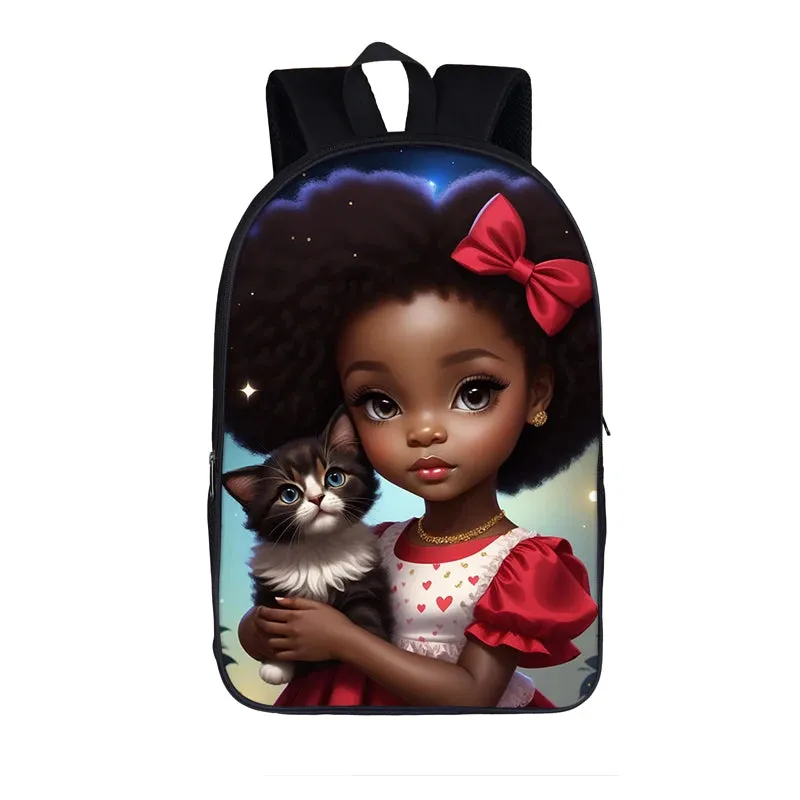 Cute Afro Backpack African Melanin Women Laptop Bag