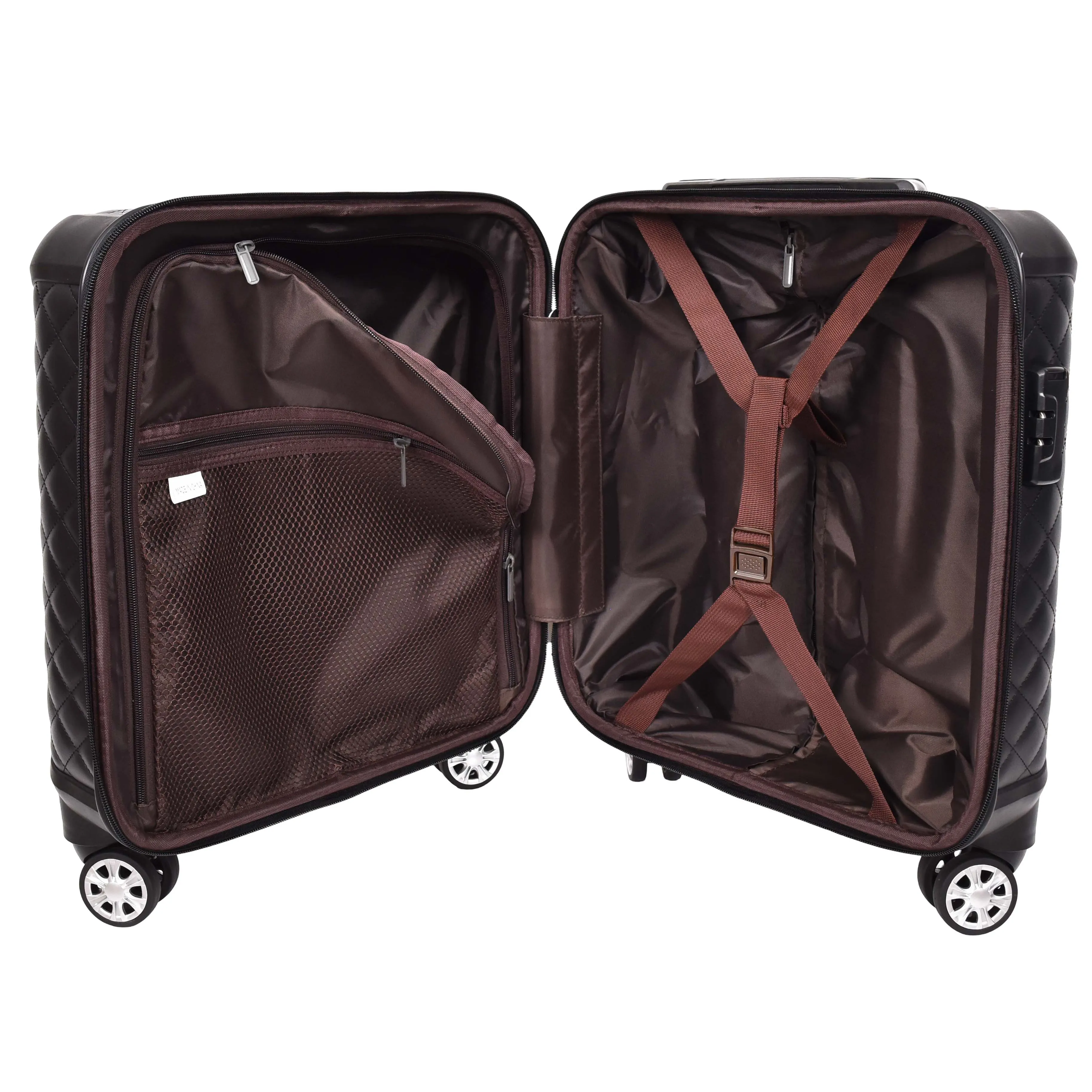DR697 Four Wheel Pilot Case Quilted Lightweight Cabin Bag Black