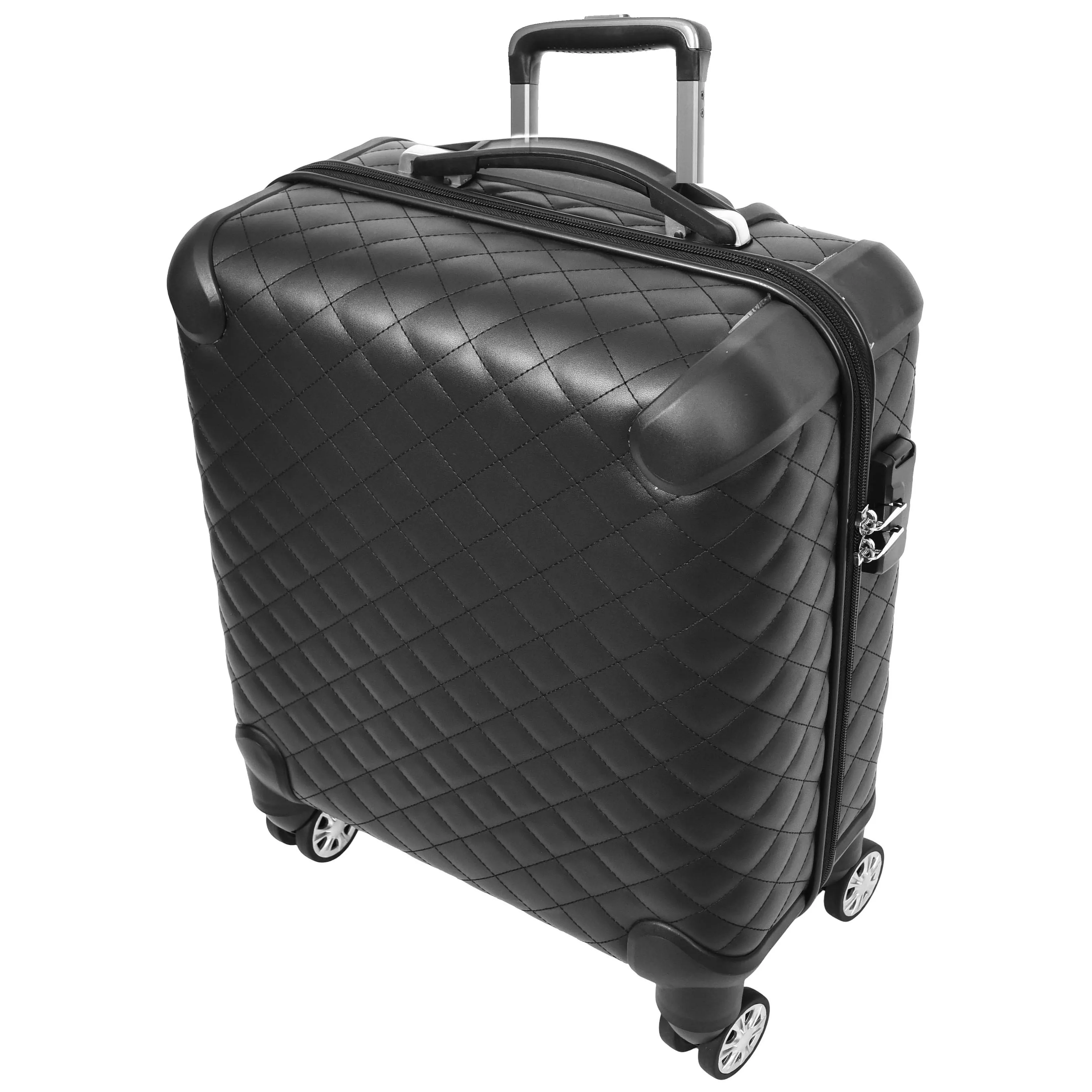 DR697 Four Wheel Pilot Case Quilted Lightweight Cabin Bag Black