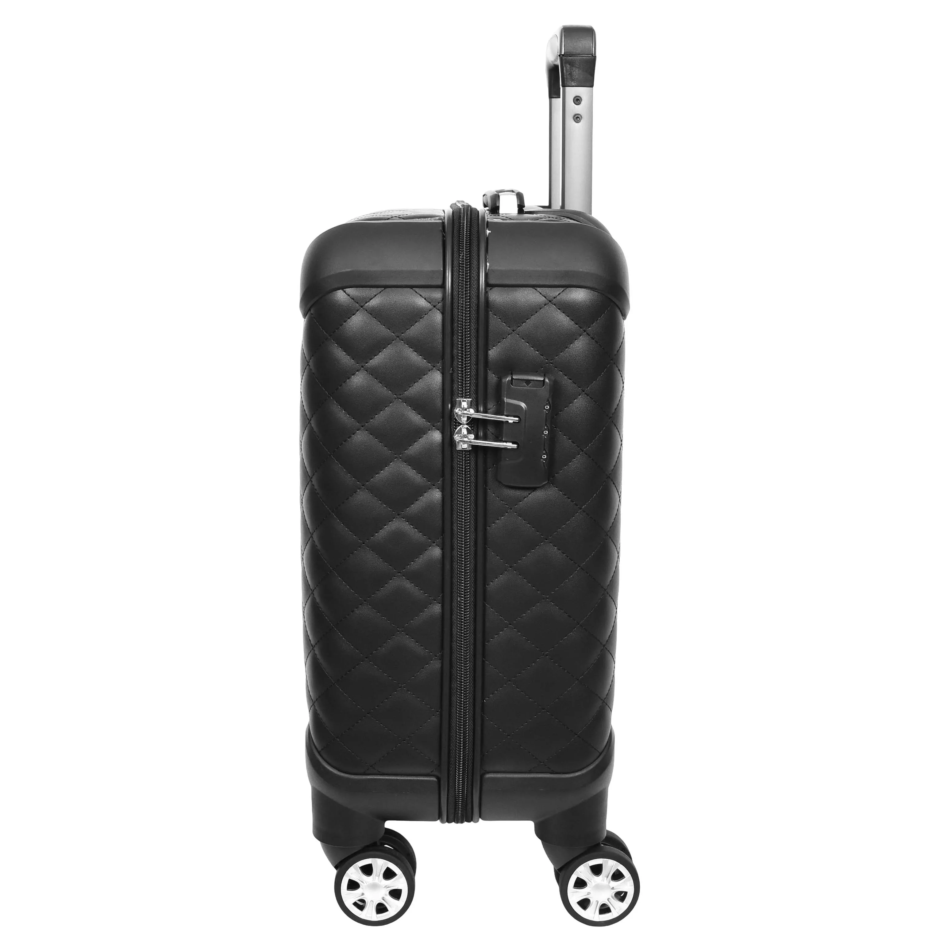 DR697 Four Wheel Pilot Case Quilted Lightweight Cabin Bag Black