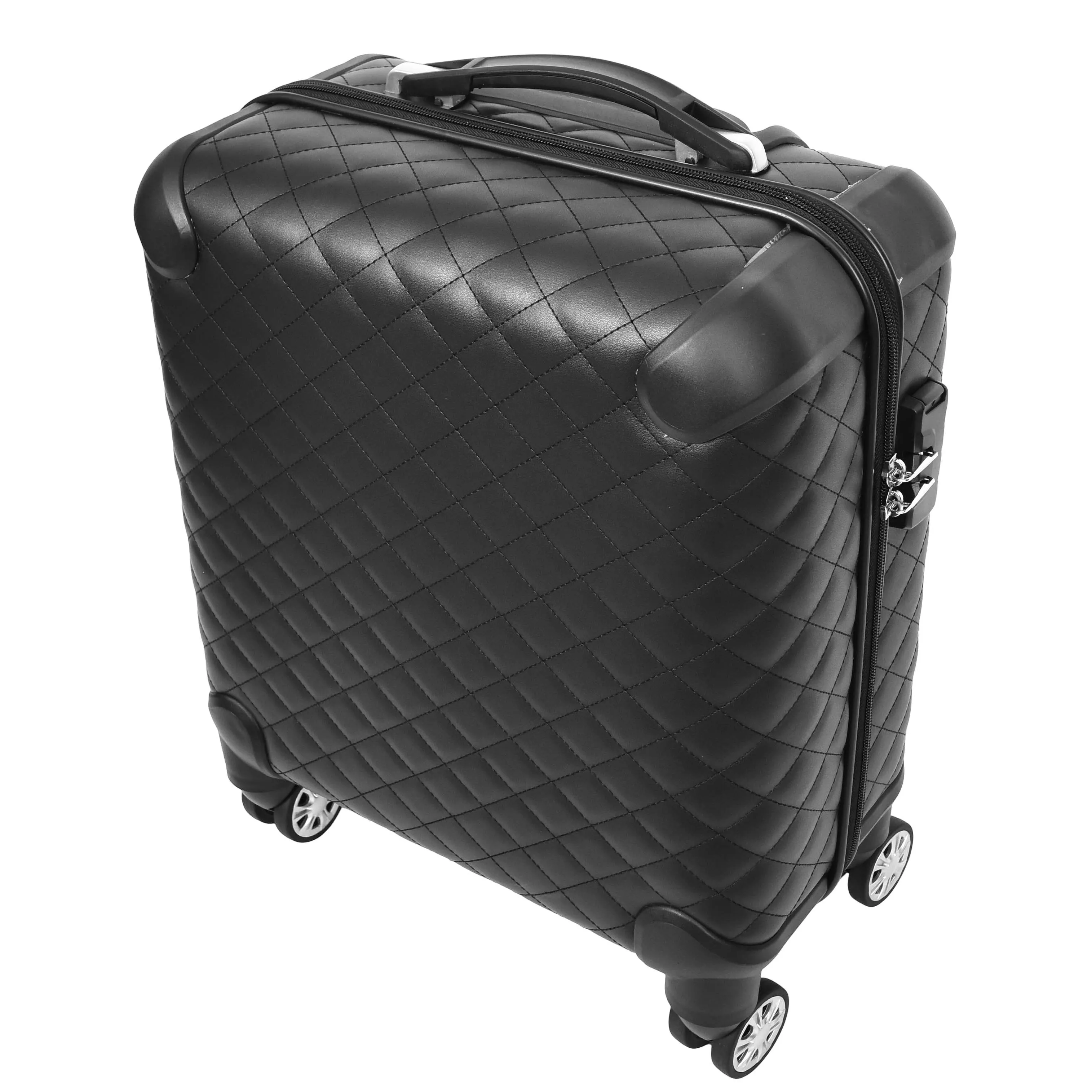 DR697 Four Wheel Pilot Case Quilted Lightweight Cabin Bag Black