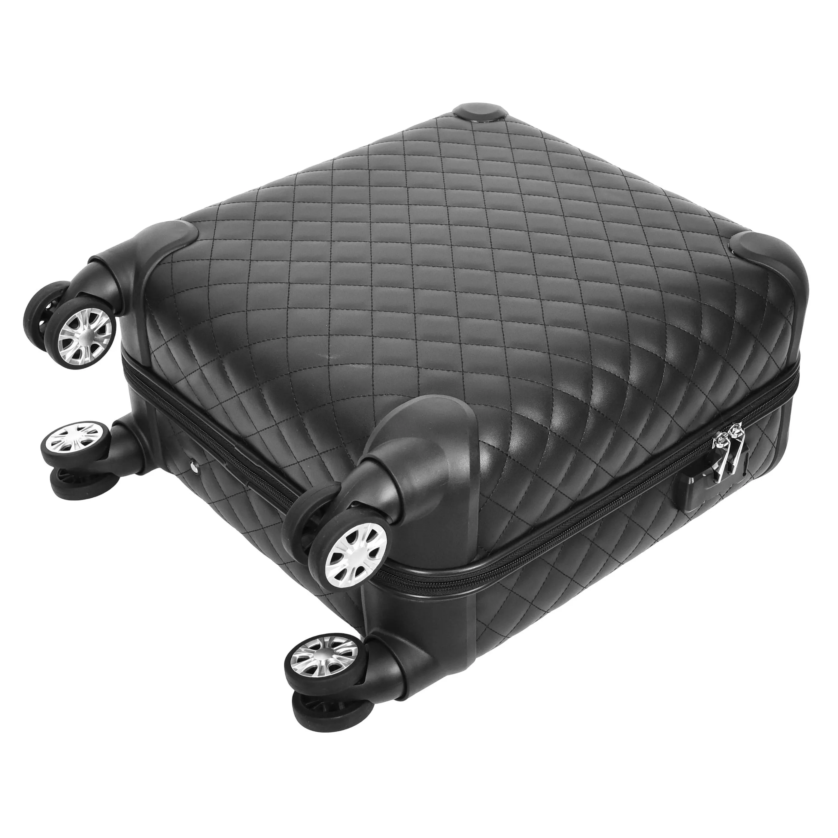 DR697 Four Wheel Pilot Case Quilted Lightweight Cabin Bag Black