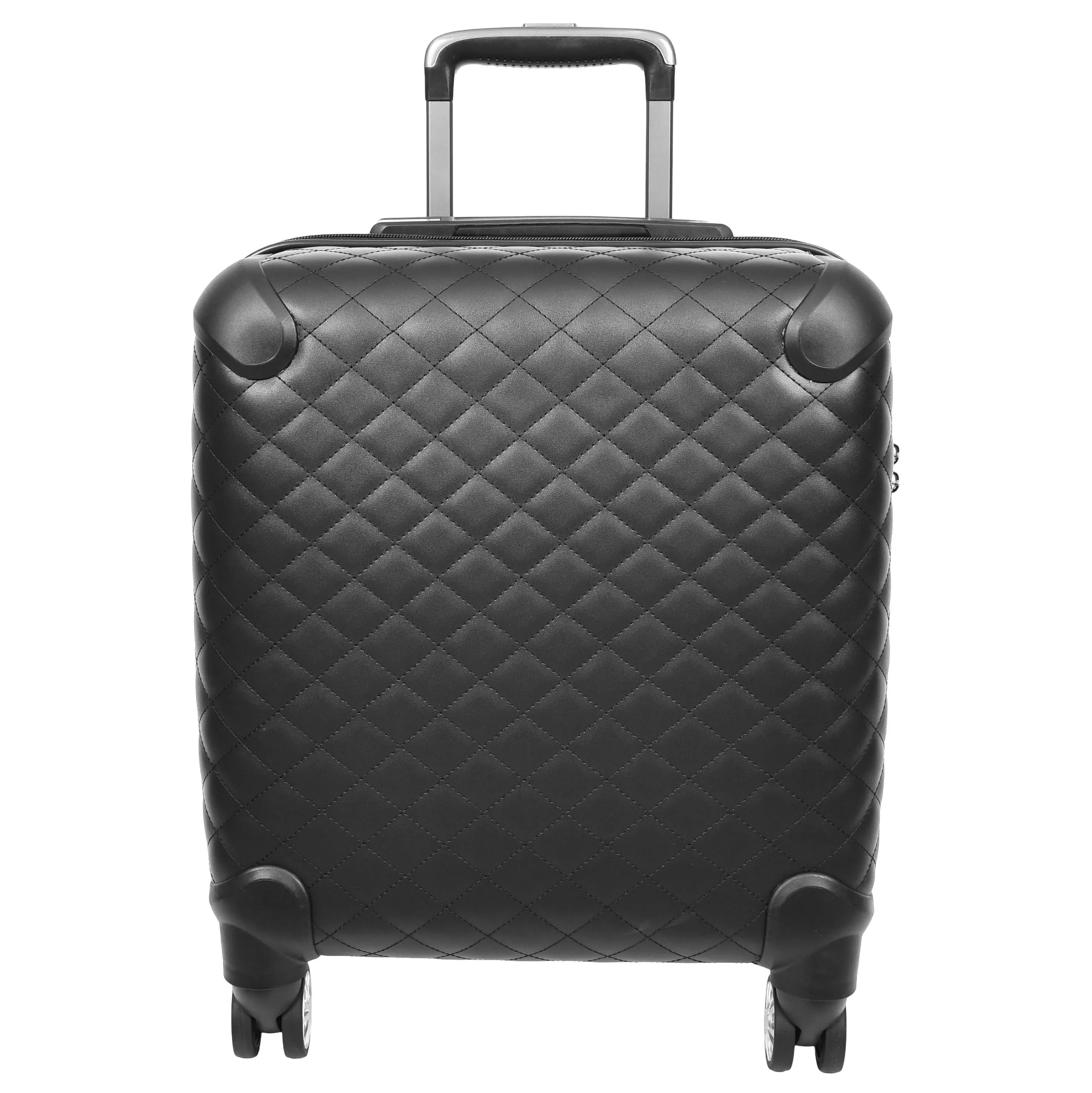 DR697 Four Wheel Pilot Case Quilted Lightweight Cabin Bag Black