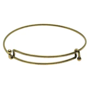 Expandable Charm Bangle Bracelet, Double Bar, 1 Bracelet, Antiqued Brass