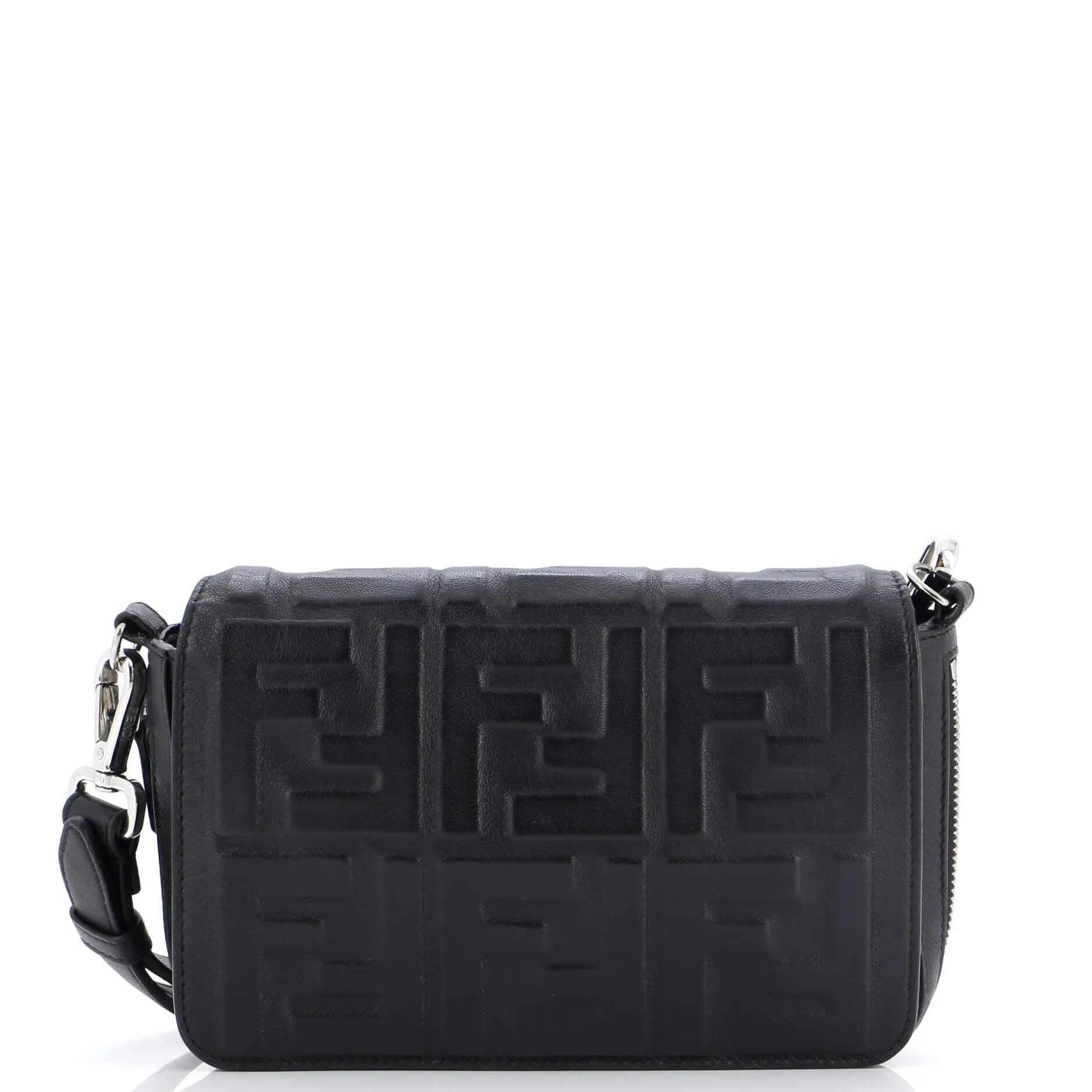 FENDI Expandable Flap Bag Zucca Embossed Leather