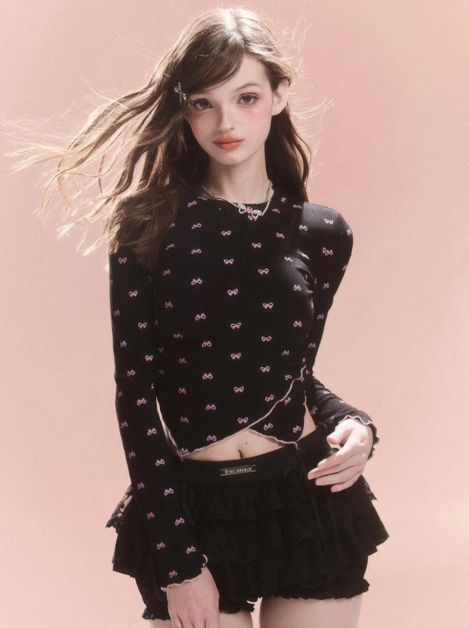 Lace-up Ribbon Slim Bag Top