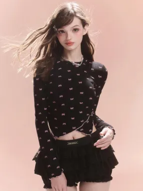Lace-up Ribbon Slim Bag Top