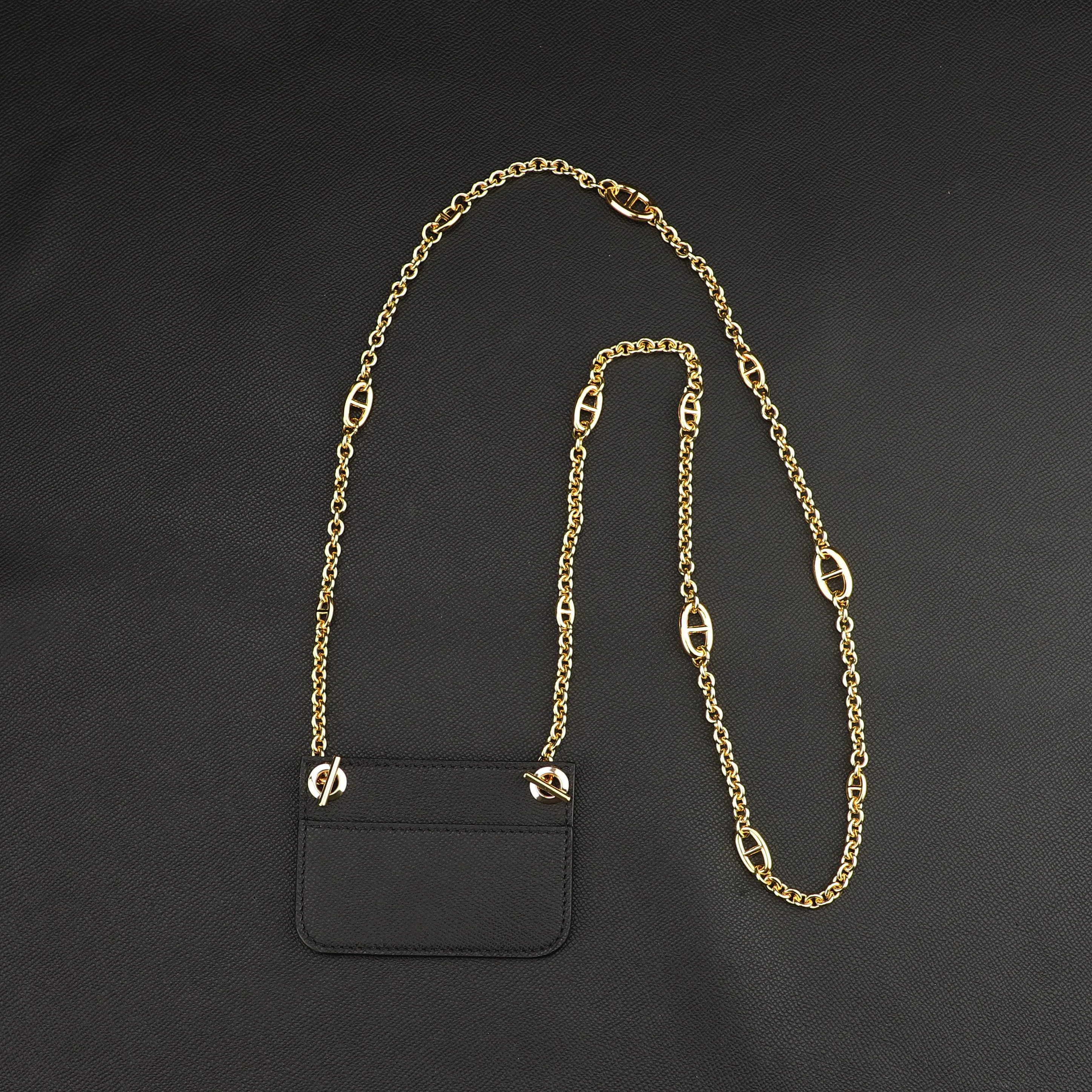 Leather insert with Chain crossbody strap for Constance Slim wallet strap,leather insert crossbody strap for Slim wallet,Evercolor strap