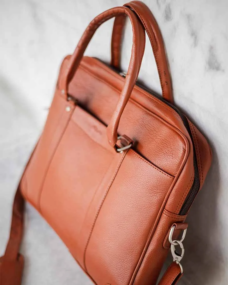 Men Brown Leather Laptop Bag