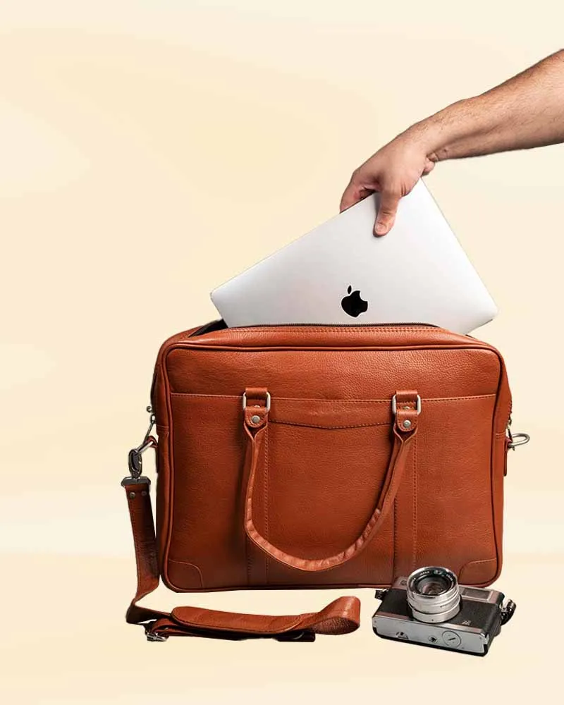 Men Brown Leather Laptop Bag