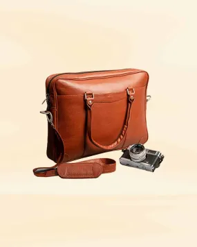 Men Brown Leather Laptop Bag