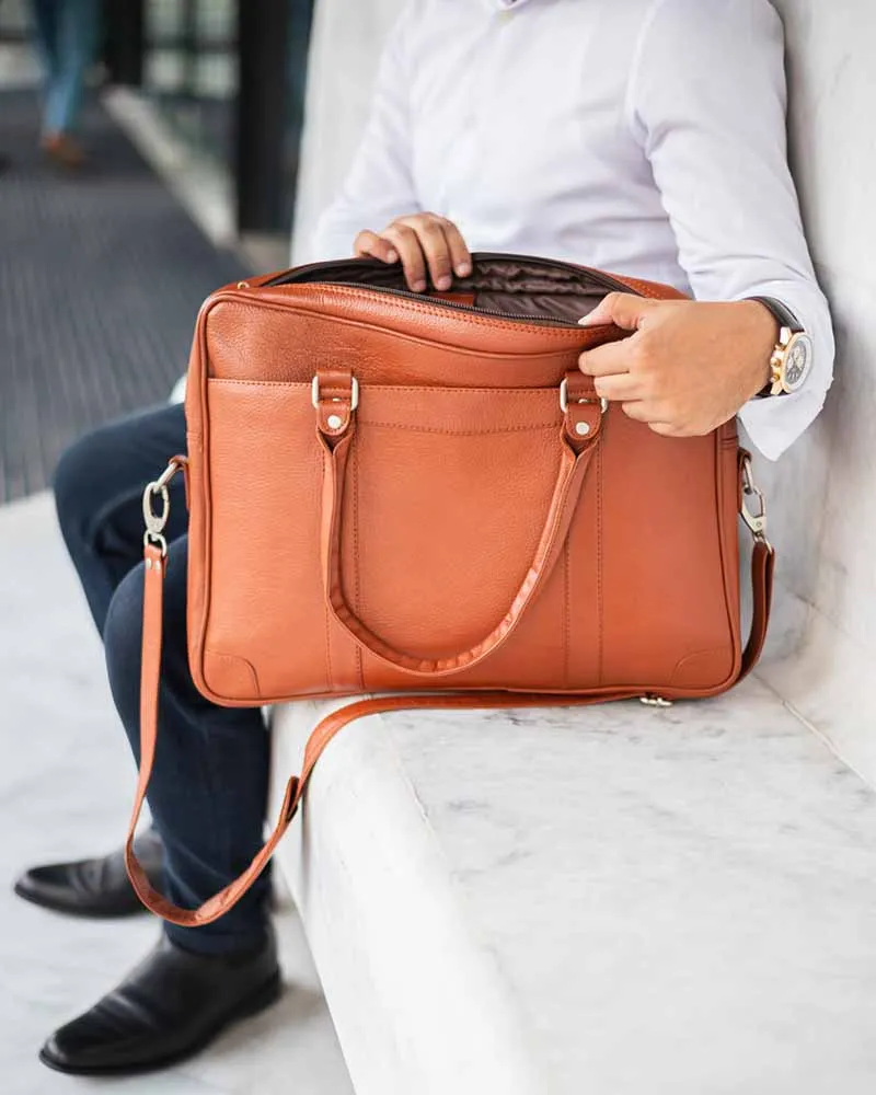 Men Brown Leather Laptop Bag