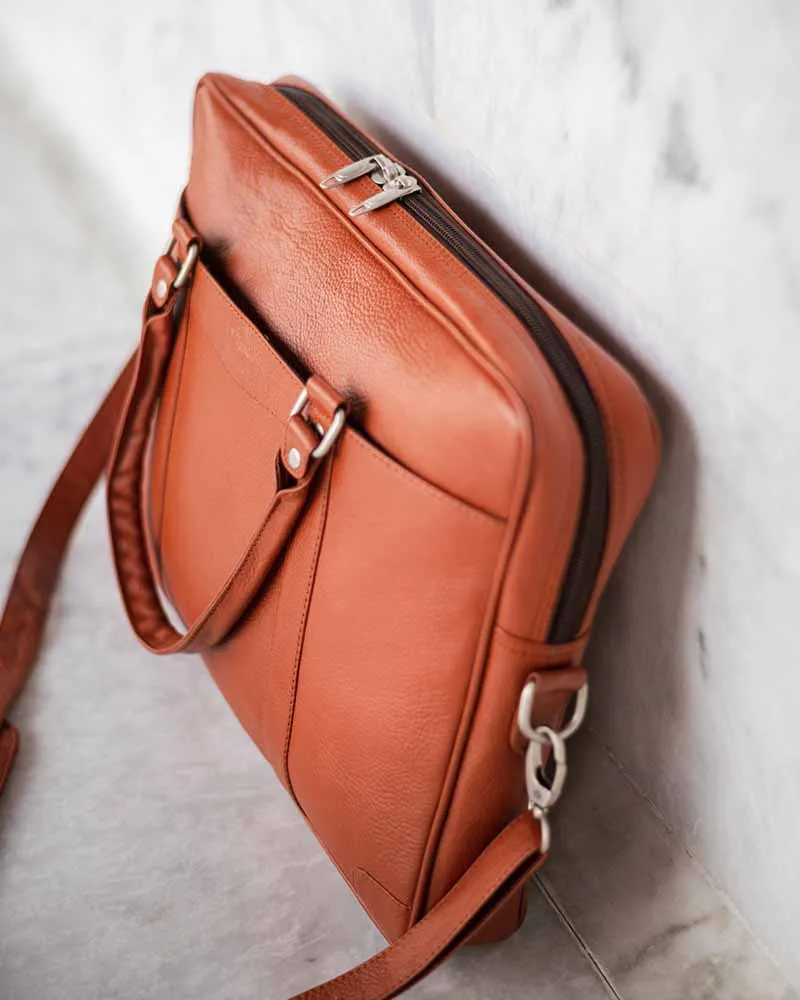 Men Brown Leather Laptop Bag