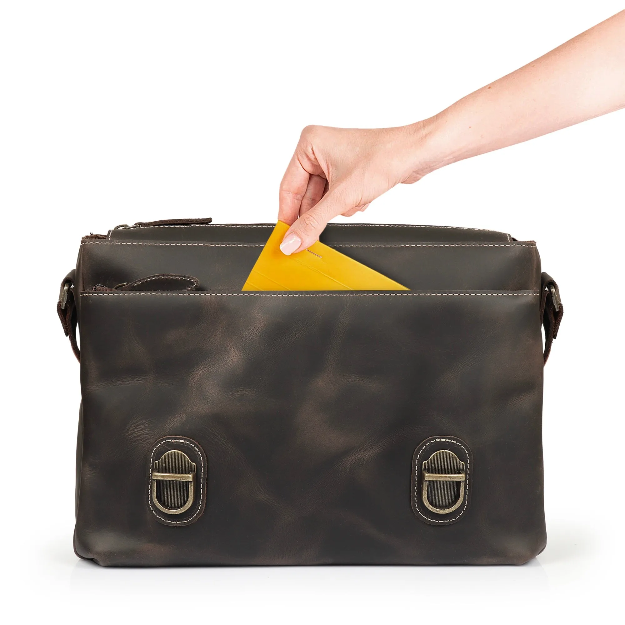 Plume Leather Messenger Bag
